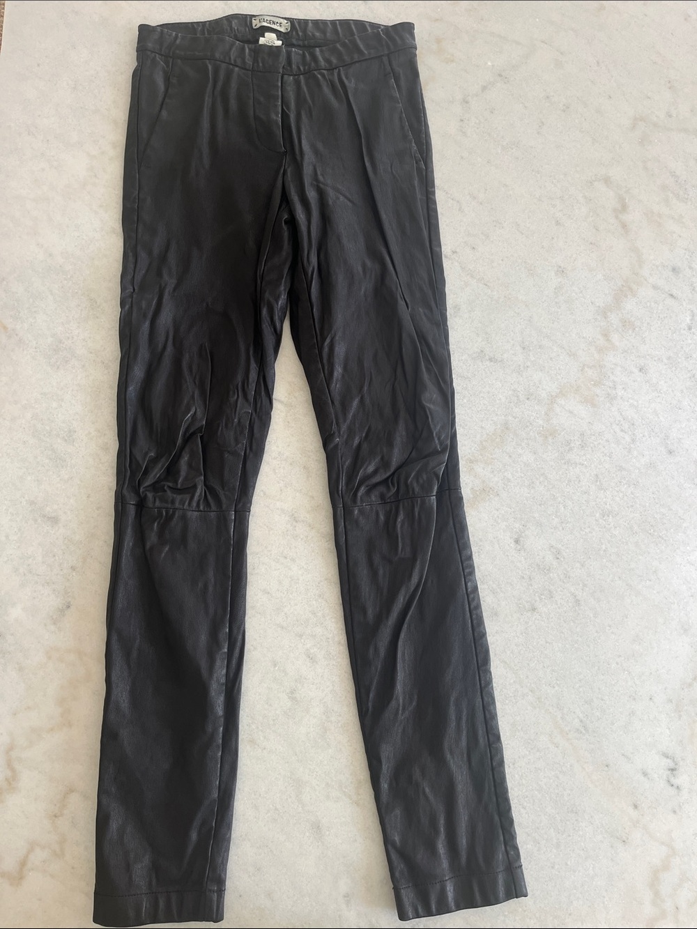 L'AGENCE Dark Brown Faux Leather Trousers